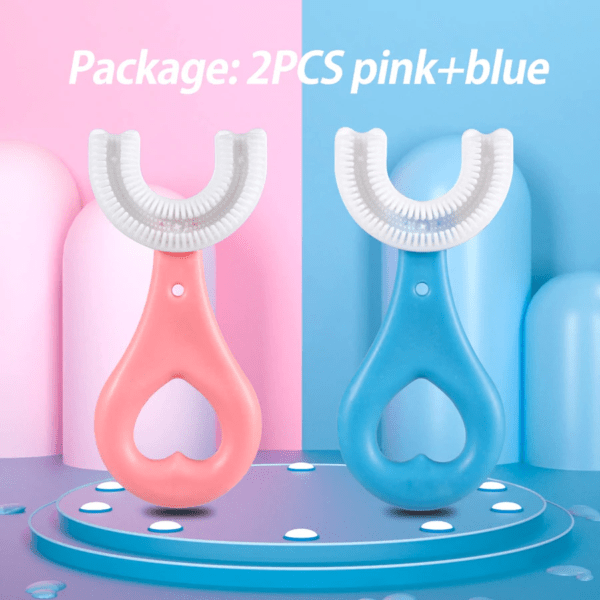 360 Degree U - shaped Baby Toothbrush [pack Of 2] | Children Child Toothbrush Teethers Baby Brush Silicone Teeth Oral Care Cleaning | (random Color) - My Store