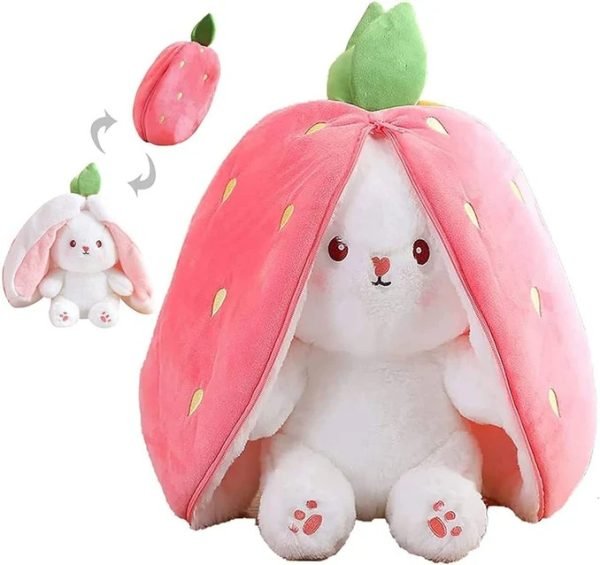 Rabbit New Creative Strawberry Rabbit Plush Soft Doll Hug Pillow | Best Quality Stuff Toy For Babies & Kids – Random Color - My Store