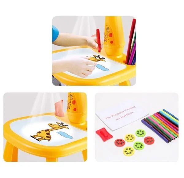Giraffe Small Size Art Drawing Board Leds Projector Light Toy Children Kids Painting Table Small Desk (with Box Packing)(random Color) - My Store