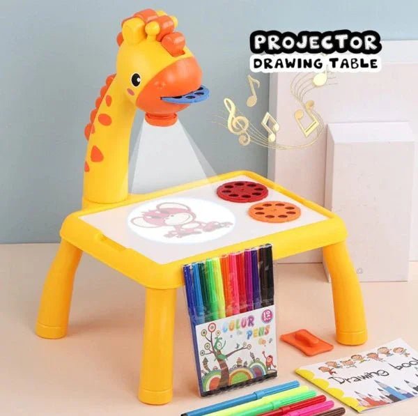 Giraffe Small Size Art Drawing Board Leds Projector Light Toy Children Kids Painting Table Small Desk (with Box Packing)(random Color) - My Store