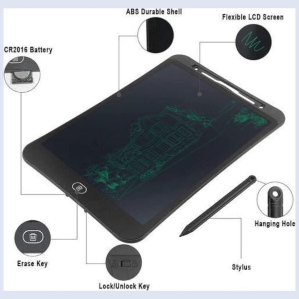 Pack Of 01 – Lcd Writing Tablet For Kids – Digital Drawing Pad With Erasable Screen, Reusable Writing Board For Drawing, Doodling, And Learning (random Color) - My Store