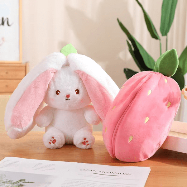 Rabbit New Creative Strawberry Rabbit Plush Soft Doll Hug Pillow | Best Quality Stuff Toy For Babies & Kids – Random Color - My Store