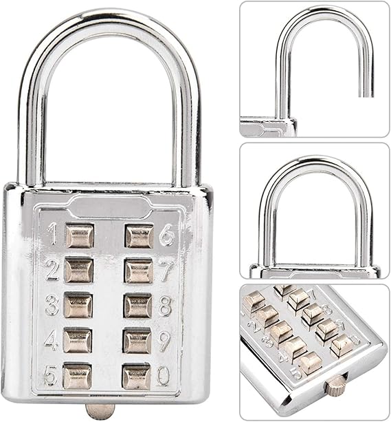 Eco - friendly Digit Lock 10 Digit Push Button Combination Security Padlock For Doors Locker Number Code Lock (random Color) - My Store