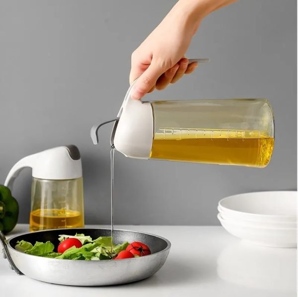 Glass Oil Bottle & Dispenser Jug Dual - purpose Oil Dispenser For Pouring And Spraying, High - pressure Sprayer For Even Oil Distribution 450ml (random Color) - My Store