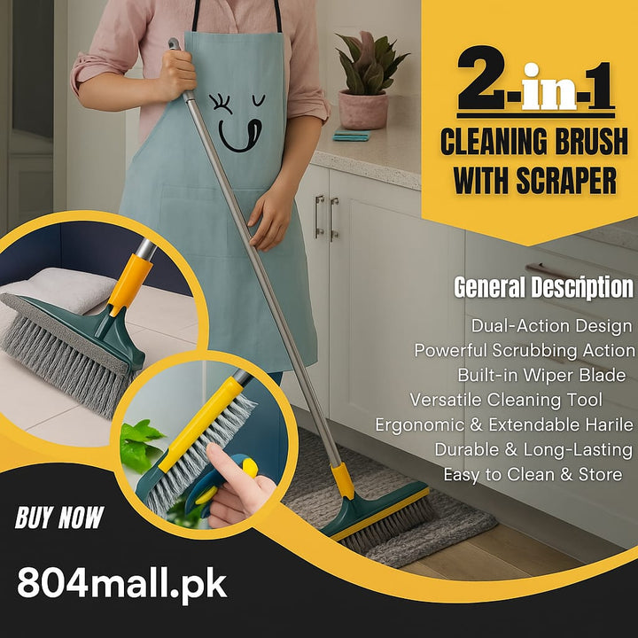 (Mega Sale) 2 in 1 Cleaning Brush Floor Scrub Broom Wiper Scraper - My Store