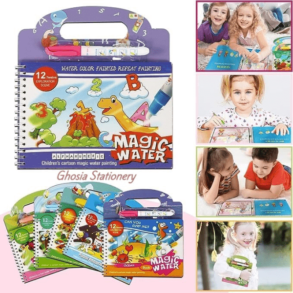 New Magic Water Book Painting Drawing Coloring Board Book Magic Water Pen (random Book ) - My Store