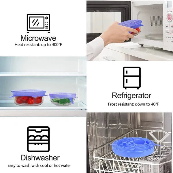 6pcs/set Silicone Lid Spill Stopper Universal Silicone Suction Lid - bowl Pan Silicone Cover Kitchen Pan Lids Cover Stopper Tools - My Store