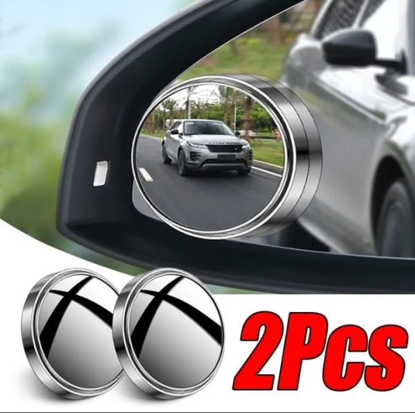 2 Pcs Car Round Mirror Original Glass Rear View Blind Spot Side Mirror Wide - angle 360 Lens - My Store