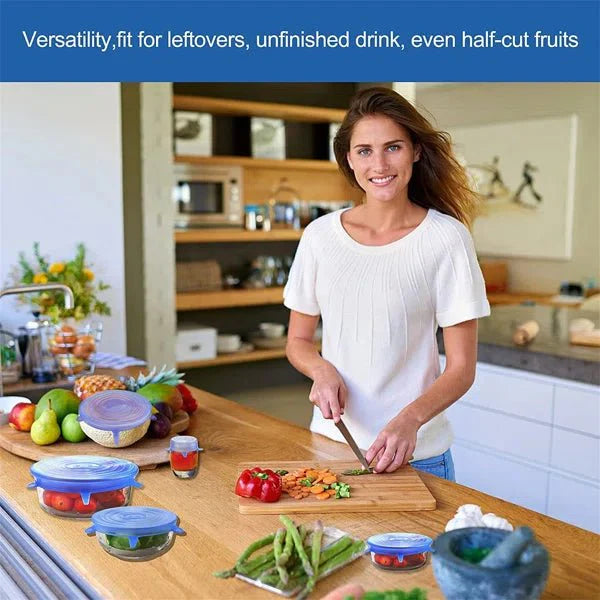 6pcs/set Silicone Lid Spill Stopper Universal Silicone Suction Lid - bowl Pan Silicone Cover Kitchen Pan Lids Cover Stopper Tools - My Store