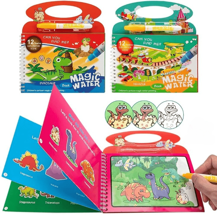 New Magic Water Book Painting Drawing Coloring Board Book Magic Water Pen (random Book ) - My Store