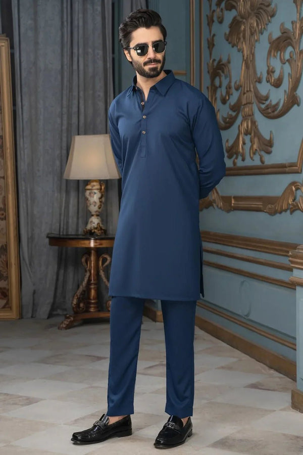 PREMIUM NAVY BLUE UNSTITCHED WASH & WEAR - My Store