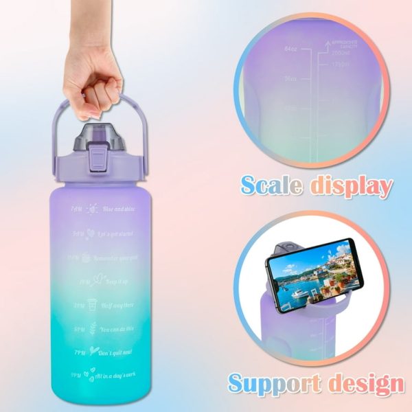 Sports Water Bottles 3 Pcs Set With Motivational Time Marker & Leak Proof Flip Top Lid (random Color) - My Store