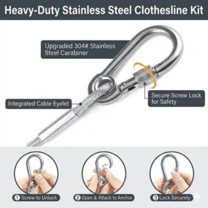 Stainless Steel PVC Coated Clothesline – Heavy-Duty Rust-Resistant Drying Wire
